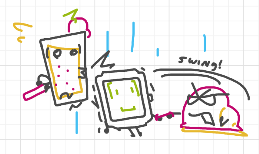 A panel from Running Duos, episode four of the Board Boards object show by Furretwalk/WalkingFurret.